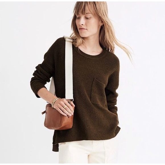 Madewell Sweater Thompson Pocket Boxy Pullover Elm - Picture 5 of 12
